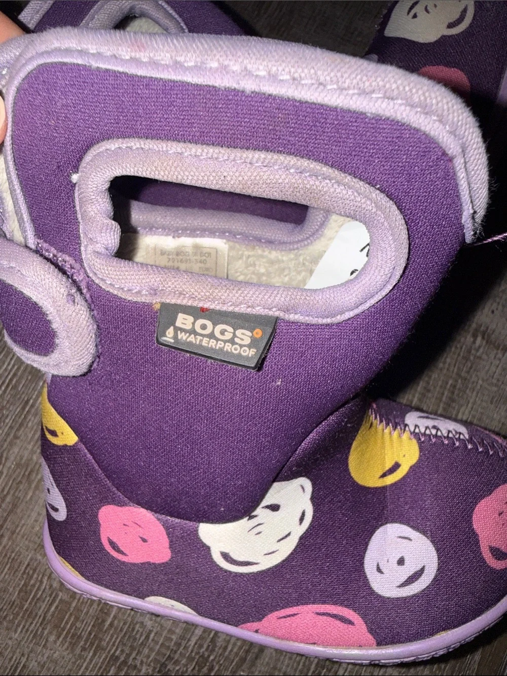Kids Bogs Purple Sketched Waterproof Insulated Boots Colorful Dot Print sz 5